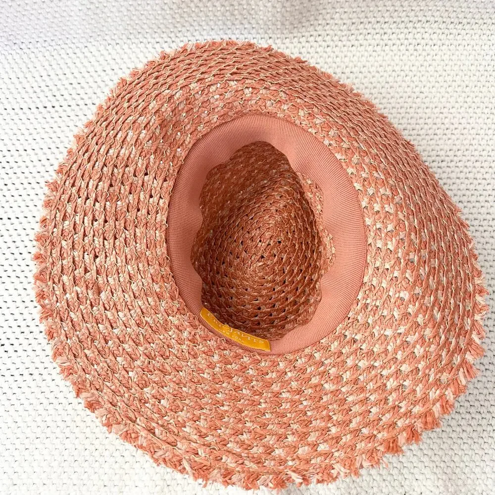 Eric Javits Terracotta Pink Beige Ellie Straw Summer Raffia Packable Hat OS - Picture 9 of 9